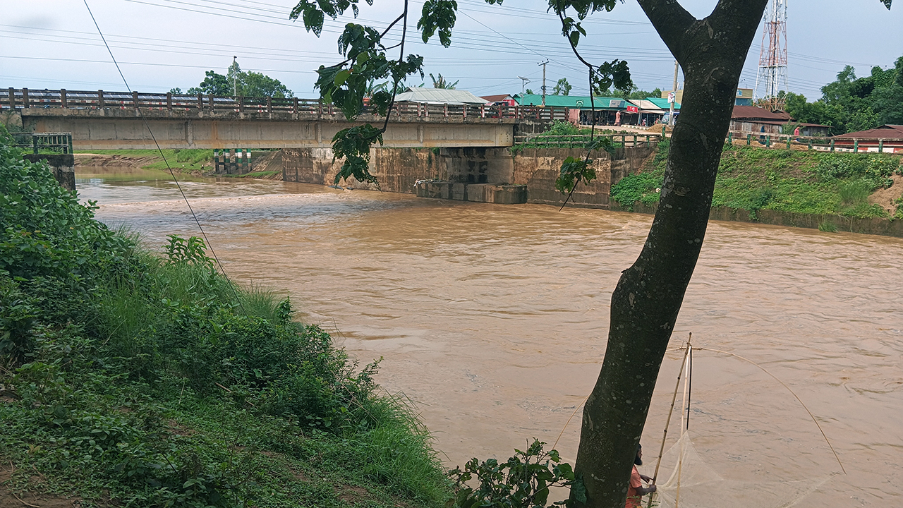 Sherpur river flows above danger level amid heavy rainfall