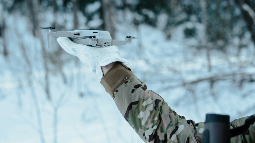 drone on hand
