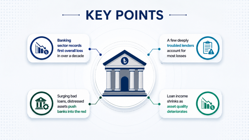 Bangladesh banking sector net loss 2025