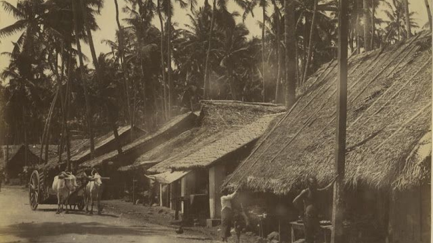 A Bengal village-town scene from the 1860s. Photo Charles T. Scowen, Cleveland Museum of Art, Wikimedia Commons.