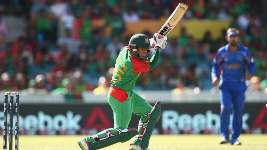 Mushfiqur Rahim is all smiles after being selected as the man-of-the-match in the victory against Afghanistan 