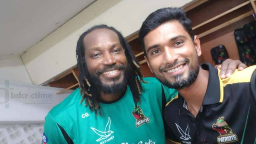 Mahmudullah Riyad with Patriots captain Chris Gayle