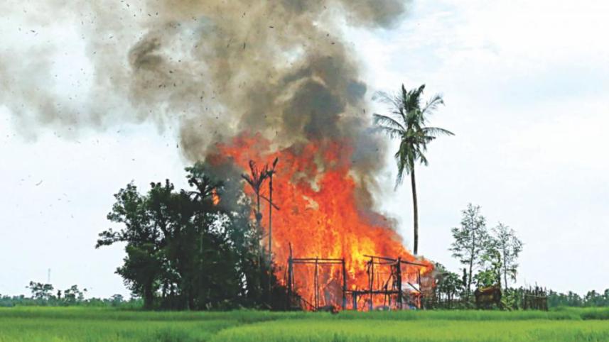 Burnt Myanmar Rohingya villages