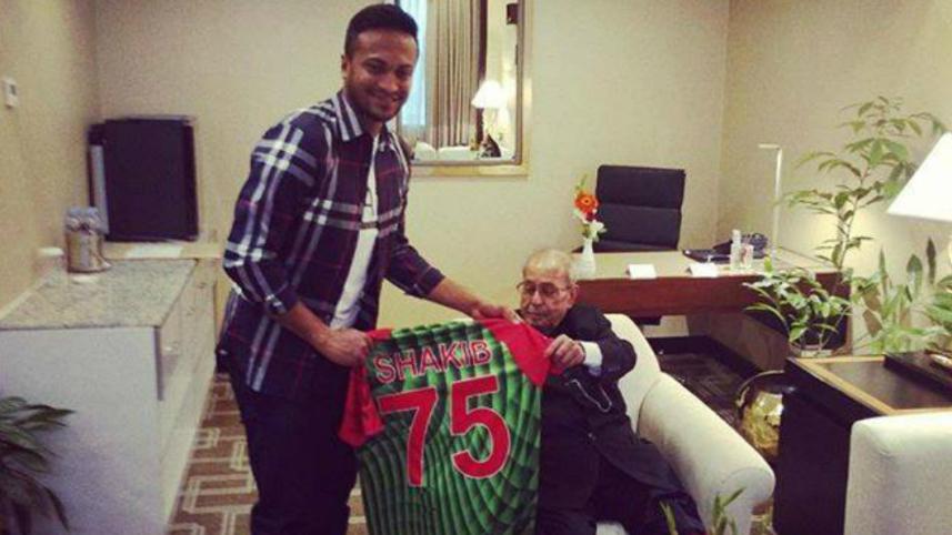 Shakib Al Hasan with Pranab Mukherjee