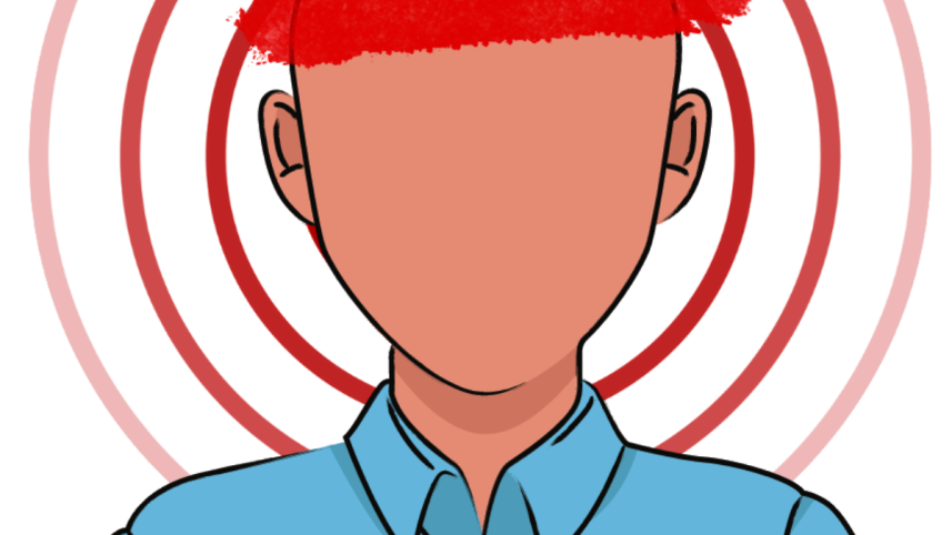 An illustration of a person suffering from migraine.