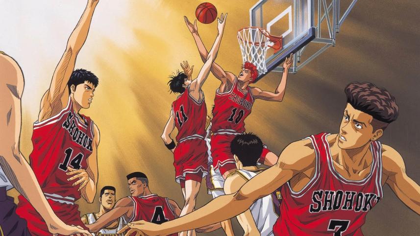 A scene from the anime Slam Dunk