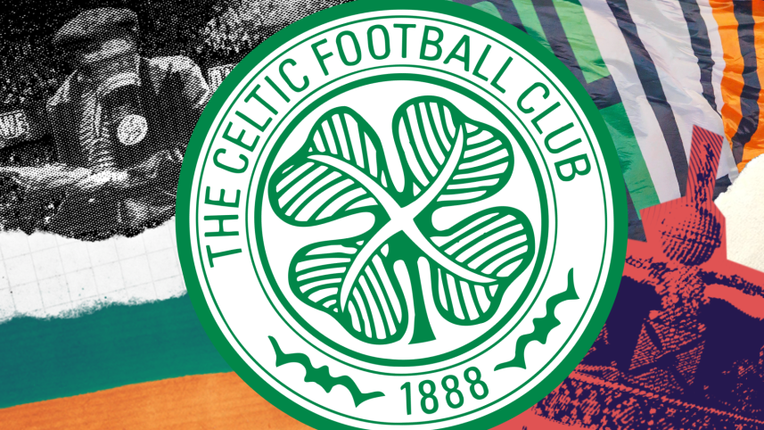 Celtic FC logo with shadows of the British Monarchy