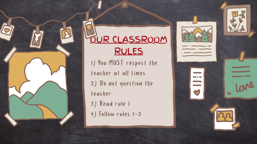 An illustration of a sign displaying classroom rules