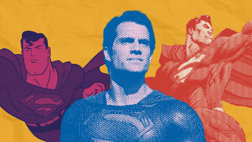 Collage of Superman through the years and in different mediums