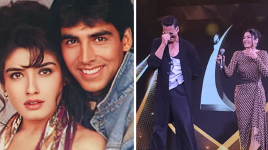  Exes Akshay Kumar, Raveena hug each other 