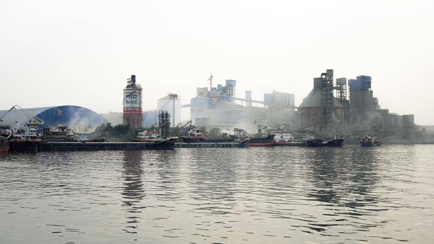 Heavy smog over a dock.   