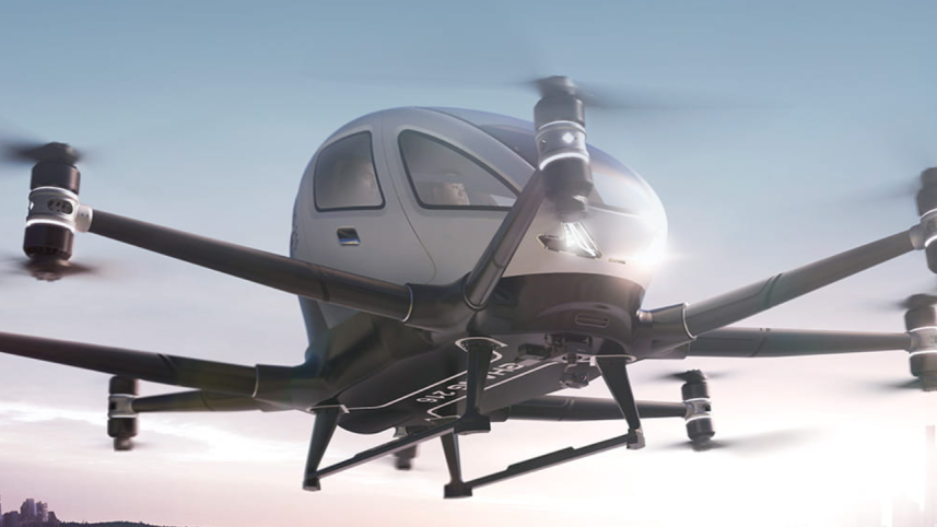 Flying taxi view