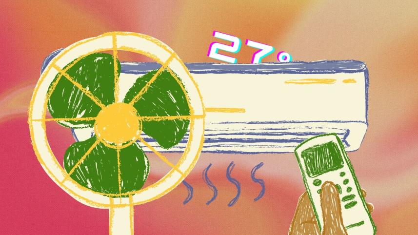 Combining a fan with an AC can effectively decrease the perceived temperature by 2°C