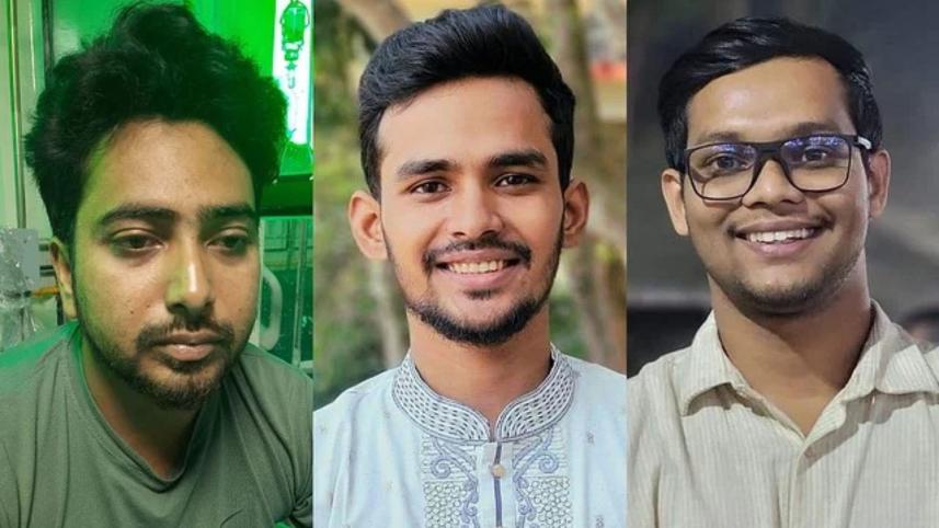 Key organisers of quota protest: Nahid Islam, Asif Mahmud and Abu Baker Majumder
