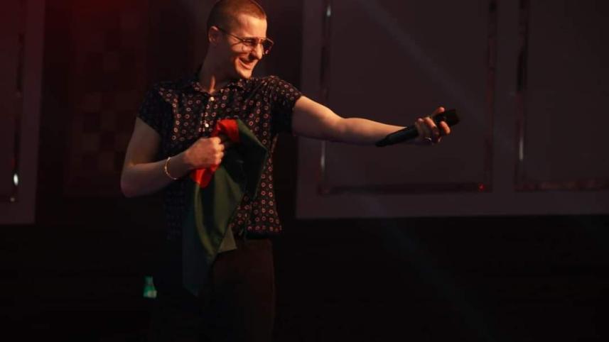 Akcent holds Bangladeshi flag up high