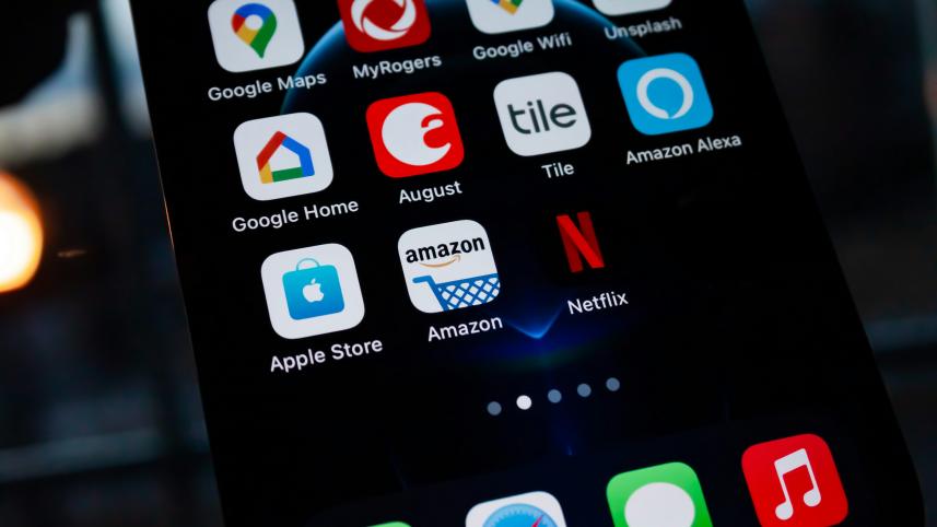 Amazon app logo on phone
