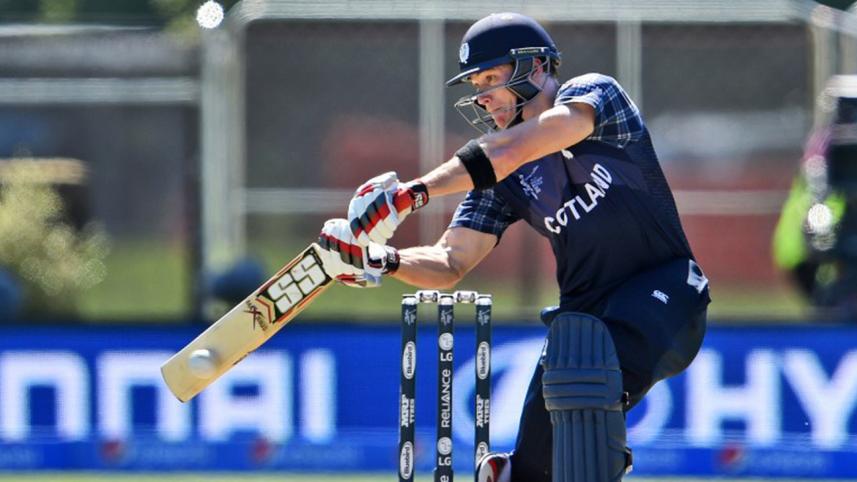 Scotland batsman Richie Berrington drives
