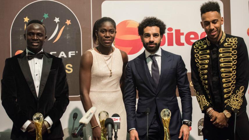Sadio Mane, Nigeria's Asisat Oshoala, Mohamed Salah and Pierre-Emerick Aubameyang