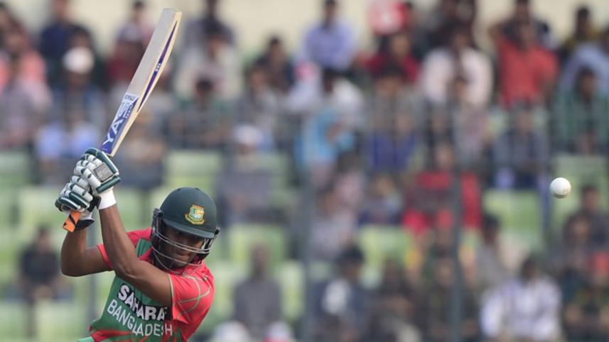 Bangladesh cricketer Shakib Al Hasan plays a shot 