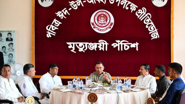 The prime minister attended an Eid-ul-Azha feast with army members at Dhaka Cantonment. Photo: PMO Bangladesh