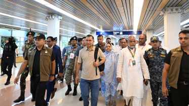 Prime Minister Tarique Rahman arrives at Sylhet Osmani International Airport. Photo: PMO