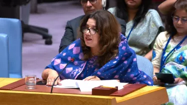 Shama Obaed addresses the 2026 ECOSOC Humanitarian Affairs Segment. Photo: Ministry of Foreign Affairs 