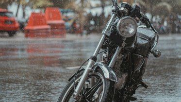 Motorcycle in rain