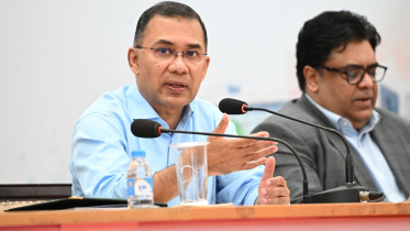 Prime Minister Tarique Rahman today spoke at the inauguration programme of the National Startup and Entrepreneurship Platform. Photo: PMO