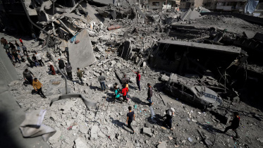 an Israeli strike on a residential building in Gaza.jpg