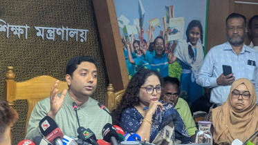 State Minister for Primary and Mass Education Bobby Hajjaj spoke at a press conference at the Secretariat today. Photo: Star