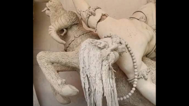 It is alleged that unidentified individuals entered the temple last night and vandalised the idols. Photo: Collected