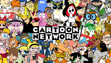 Cartoon Network characters surrounding the channel's logo.  