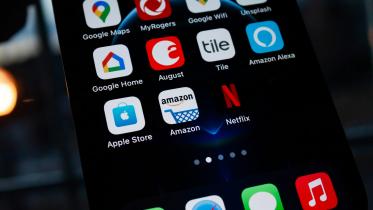 Amazon app logo on phone
