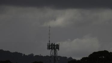 tower in rain