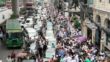 Dhaka traffic jam Jamaat rally 2025