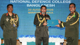 The army chief attended the closing ceremony of the three-week “Capstone Course 2026/2” at the National Defence College in Mirpur Cantonment. Photo: ISPR