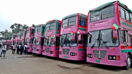 pink buses for women in Dhaka
