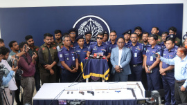 Chattogram Superintendent of Police Masud Alam held a press briefing today. Photo: Star