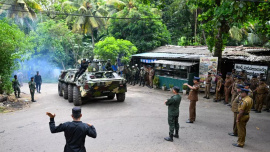 Sri Lankan Army personnel patrol outside the riot-hit Mahara Prison on the outskirts of Colombo. Photo: AFP
