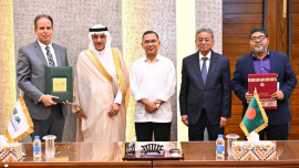 The agreement was signed today at the Secretariat in the presence of Prime Minister Tarique Rahman and Muhammad Sulaiman Al Jasser, chairman of the Islamic Development Bank Group. Photo: PMO