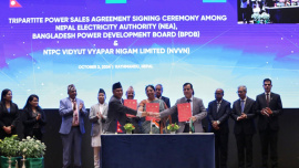 Nepal, India and Bangladesh sign a trilateral power trade agreement in this file photo. Photo: Kathmandu Post