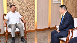 At the meeting, held at the Prime Minister’s Office at the Bangladesh Secretariat, Yao congratulated the prime minister on his participation in the 81st session of the United Nations General Assembly. Photo: PMO