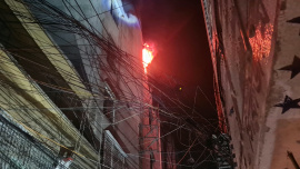 The fire broke out at a shop on the sixth floor around 5:02pm yesterday. Photo: Courtesy/Fire Service