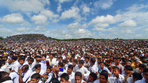 Rohingya refugees gather at Kutupalong camp in Cox's Bazar to mark the anniversary of the mass exodus from Myanmar, August 2019. Photo: Munir Uz Zaman/AFP