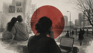 Thousands of miles away, a daughter tries to stay connected to the people and everyday moments she left behind—one lunch-break call at a time..jpeg
