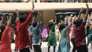 Participants of a flash mob at NSU