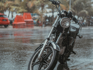 Motorcycle in rain