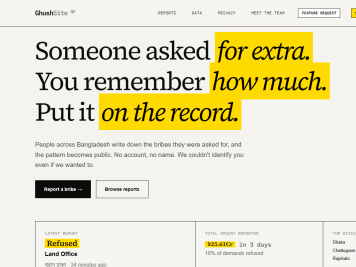 GhushSite website for reporting bribe demands