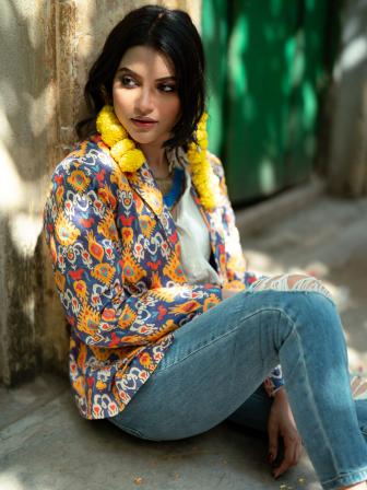 Nazifa Tushi in Blue Button Lifestyle