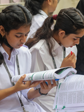 Two students studying
